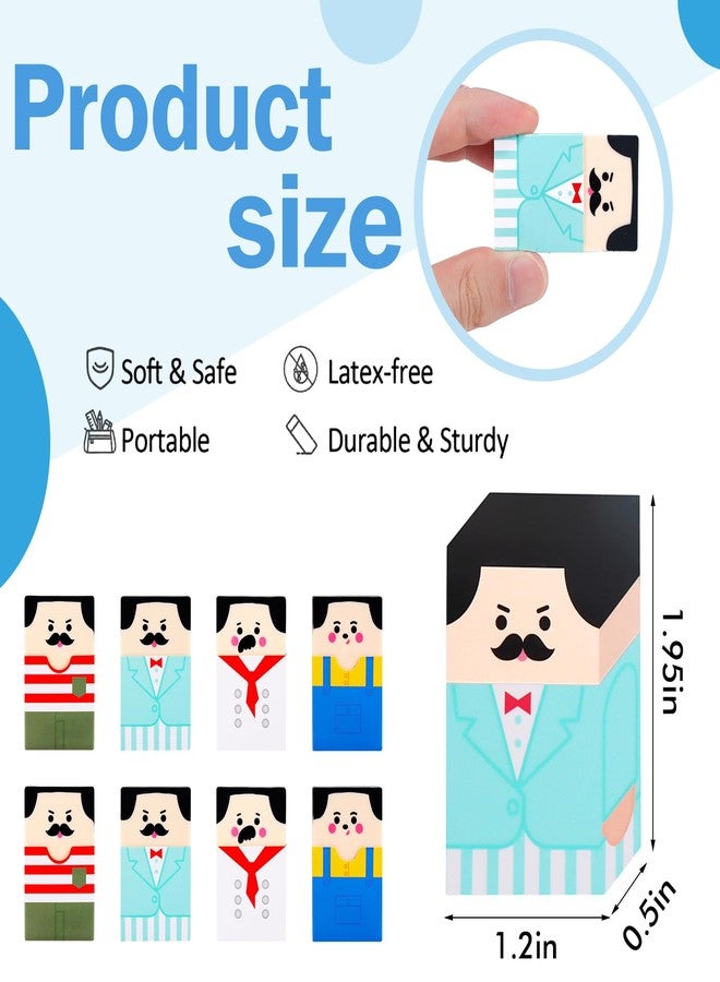 TUCEWP 8Pcs Cute Salaryman Erasers Bald Uncle Erasers Bulk Bald Eraser Desk Pet Fun Pencil Eraser Back to School Gifts for School Classroom Rewards Party Favors - Image 3